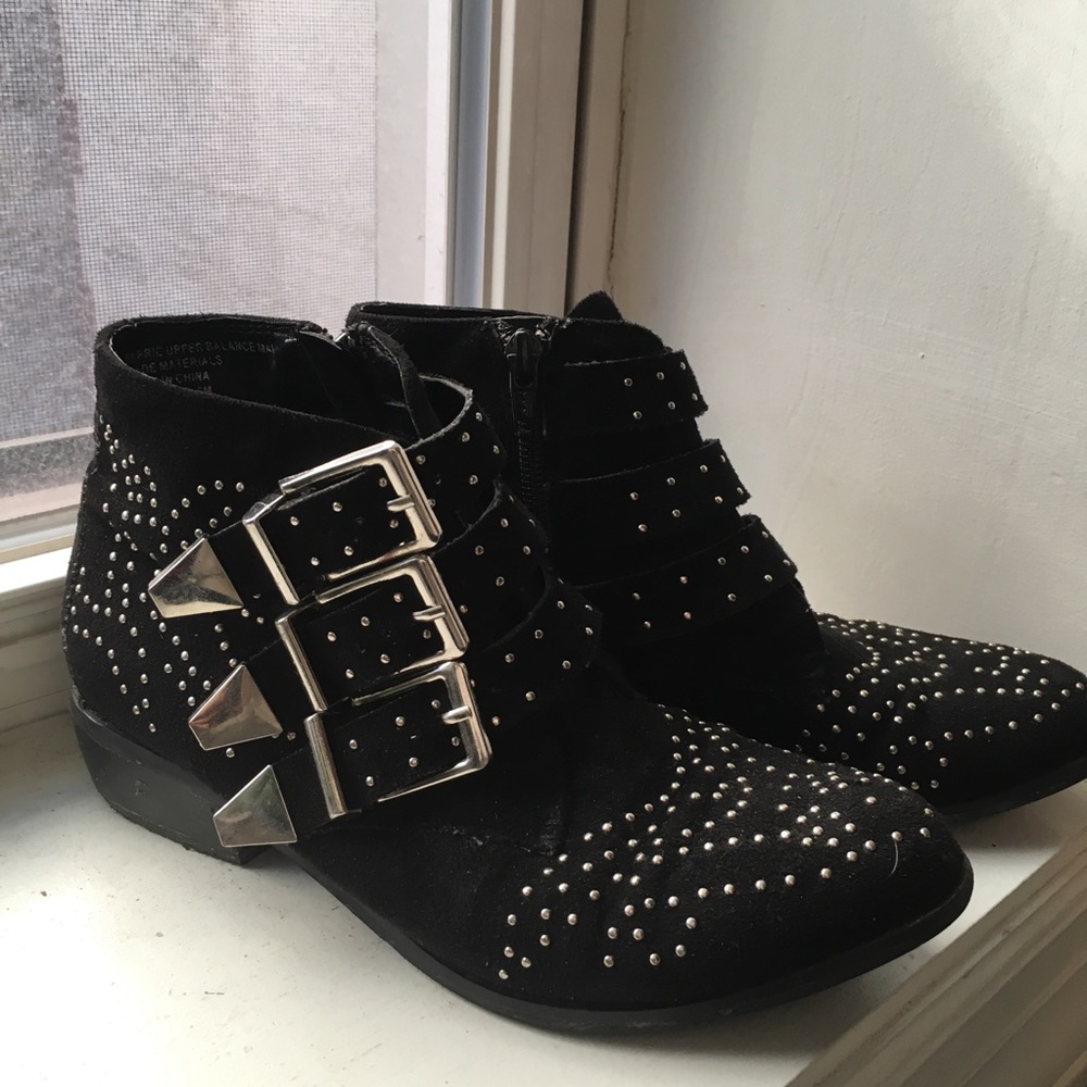 Black and silver booties